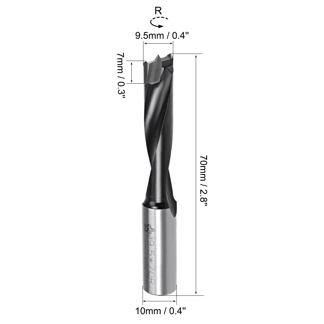 uxcell Uxcell Brad Point Drill Bits for Wood 9.5mm x 70mm Forward Turning HSS for Woodworking Carpentry Drilling Tool