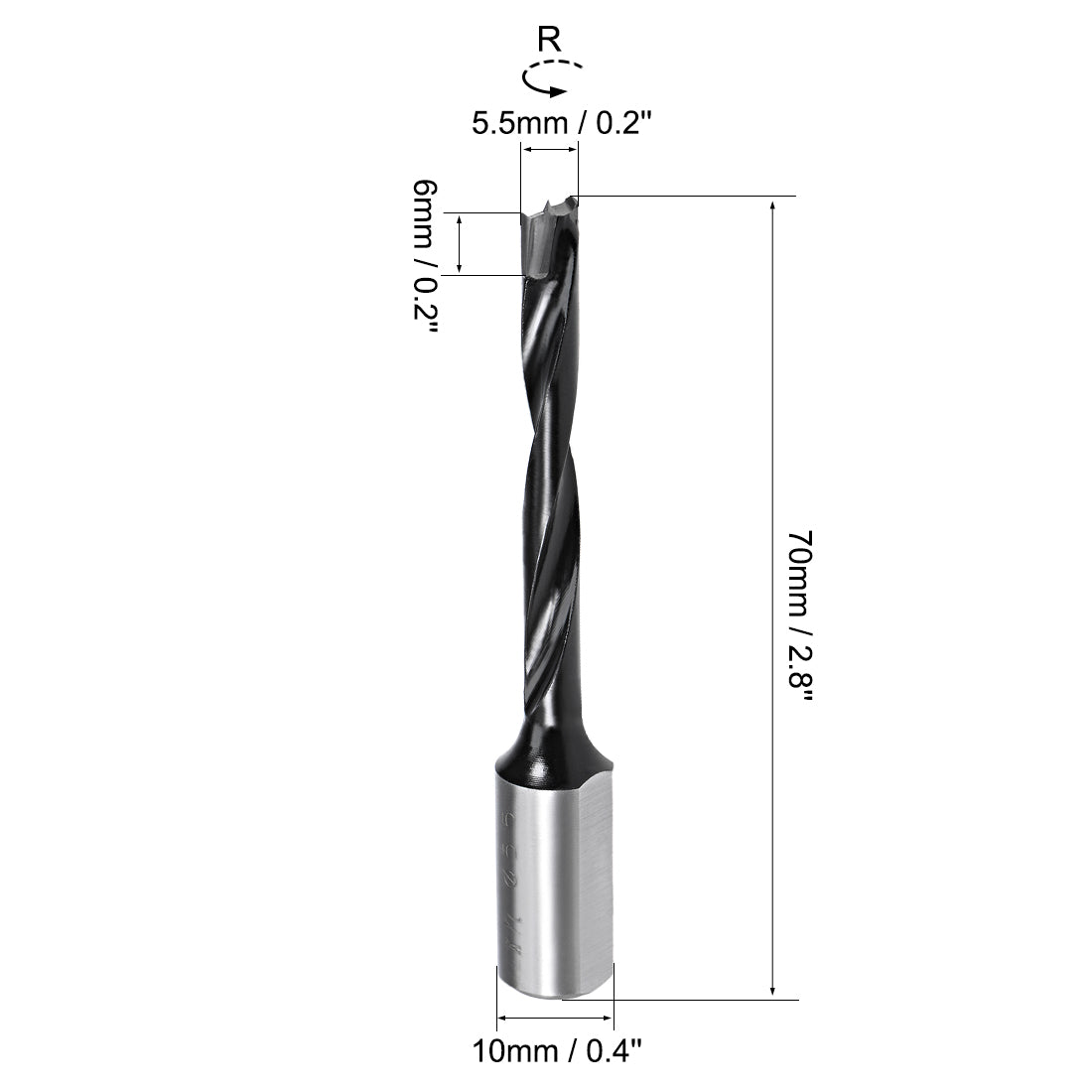 uxcell Uxcell Brad Point Drill Bits for Wood 5.5mm x 70mm Forward Turning HSS for Woodworking Carpentry Drilling Tool