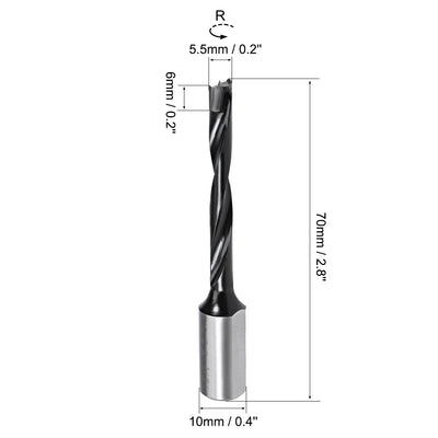 Harfington Uxcell Brad Point Drill Bits for Wood 5.5mm x 70mm Forward Turning HSS for Woodworking Carpentry Drilling Tool