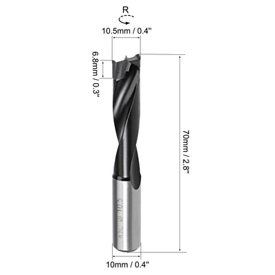 Harfington Uxcell Brad Point Drill Bits for Wood 10.5mm x 70mm Forward Turning HSS for Woodworking Carpentry Drilling Tool