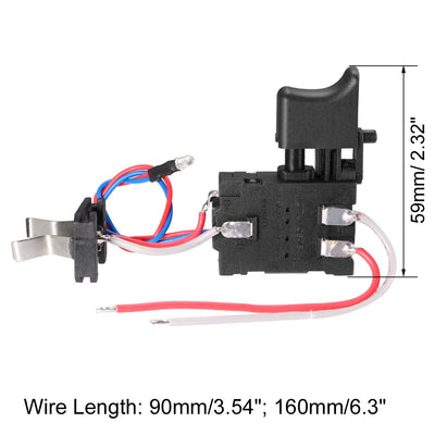 Harfington Uxcell Electric Portable Drill Trigger Switch DC24V 15A Chargeable Tool Power Speed Control with Small Light for Hitachi