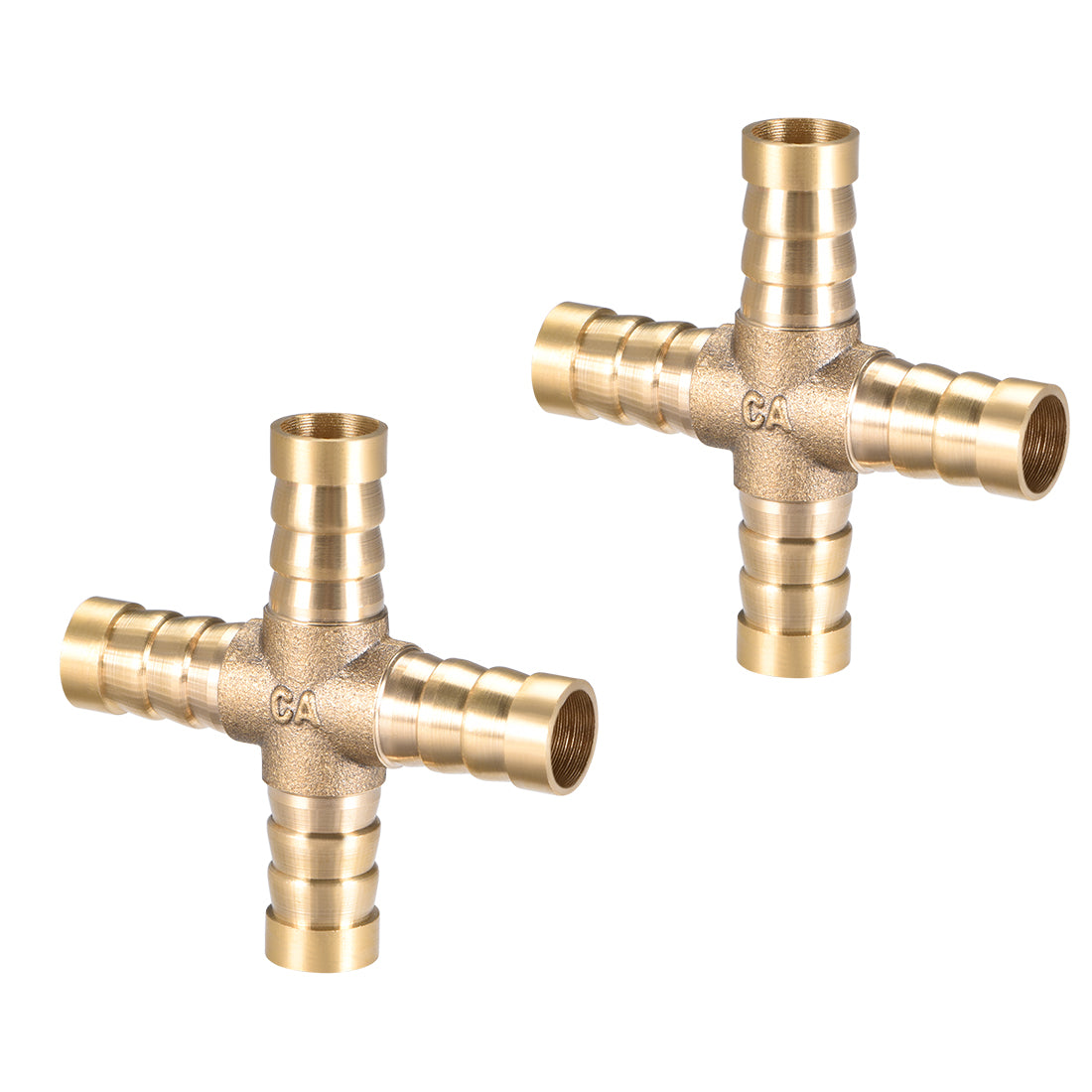 uxcell Uxcell 10mm or 3/8" ID Brass Barb Splicer Fitting 4 Ways Brass Cross Barb Fitting,2pcs