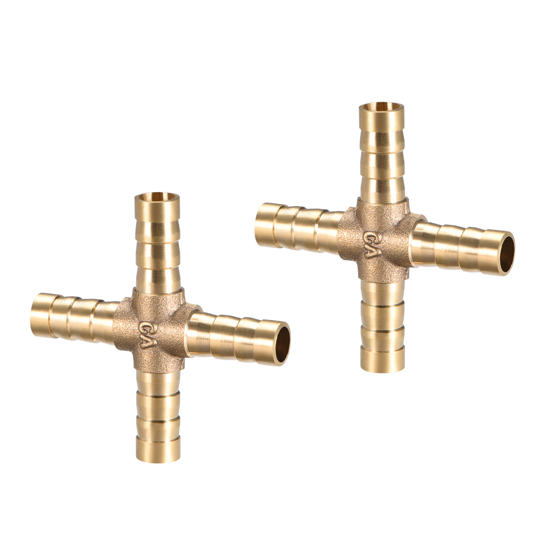 uxcell Uxcell 8mm or 5/16" ID Brass Barb Splicer Fitting 4 Ways Brass Cross Barb Fitting,2pcs