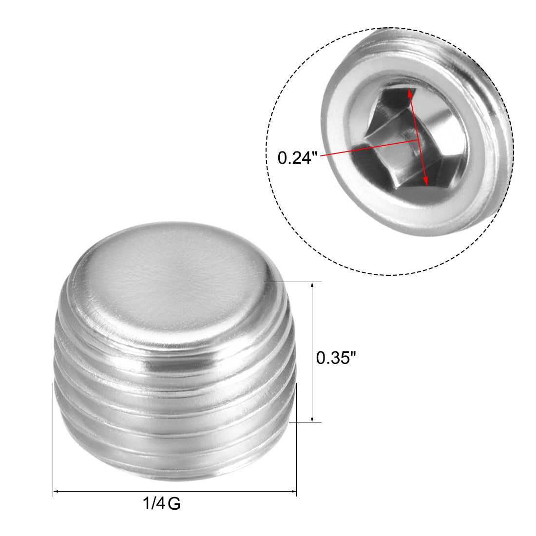 Uxcell Uxcell Hex Counter Sunk Plug, Air Pipe Fitting 1/8 Inch G Male Pipe Adapter Connector 15pcs