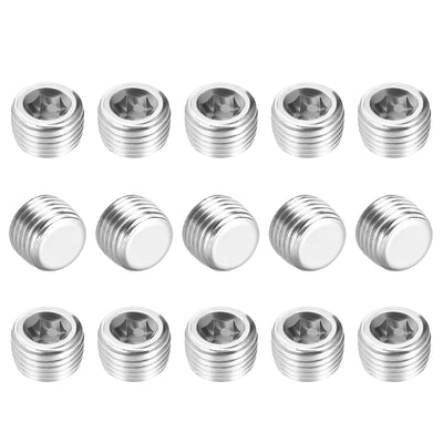 Harfington Uxcell Hex Counter Sunk Plug, Air Pipe Fitting 1/8 Inch G Male Pipe Adapter Connector 15pcs