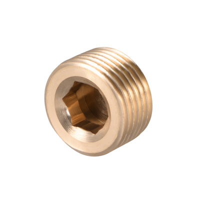 Harfington Uxcell Brass Pipe Fitting, Hex Counter Sunk Plug, Connector Coupling , 3/8 Inch G Male Pipe Adapter 2pcs