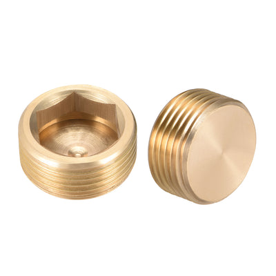 Harfington Uxcell Brass Pipe Fitting, Hex Counter Sunk Plug, Connector Coupling , 3/4 Inch G Male Pipe Adapter 2pcs