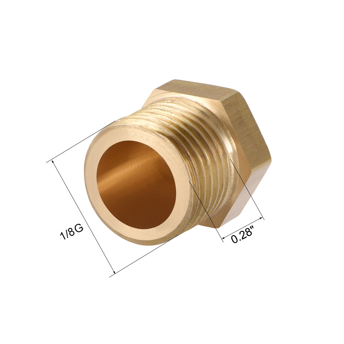 uxcell Uxcell Brass Pipe Fitting, Cored Hex Head Plug 1/8"G Male Thread Connector Coupling Adapter 10pcs