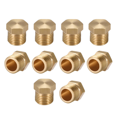 Harfington Uxcell Brass Pipe Fitting, Cored Hex Head Plug 1/8"G Male Thread Connector Coupling Adapter 10pcs