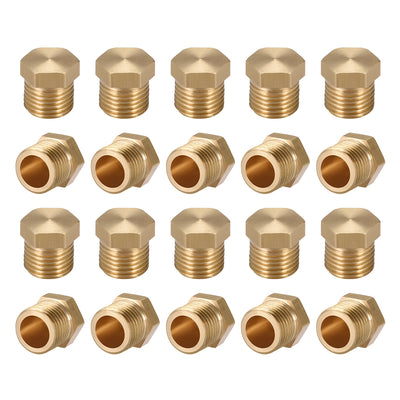 Harfington Uxcell Brass Pipe Fitting, Cored Hex Head Plug 1/8"G Male Thread Connector Coupling Adapter 20pcs