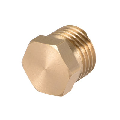 Harfington Uxcell Brass Pipe Fitting, Cored Hex Head Plug 1/4"G Male Thread Connector Coupling Adapter 4pcs