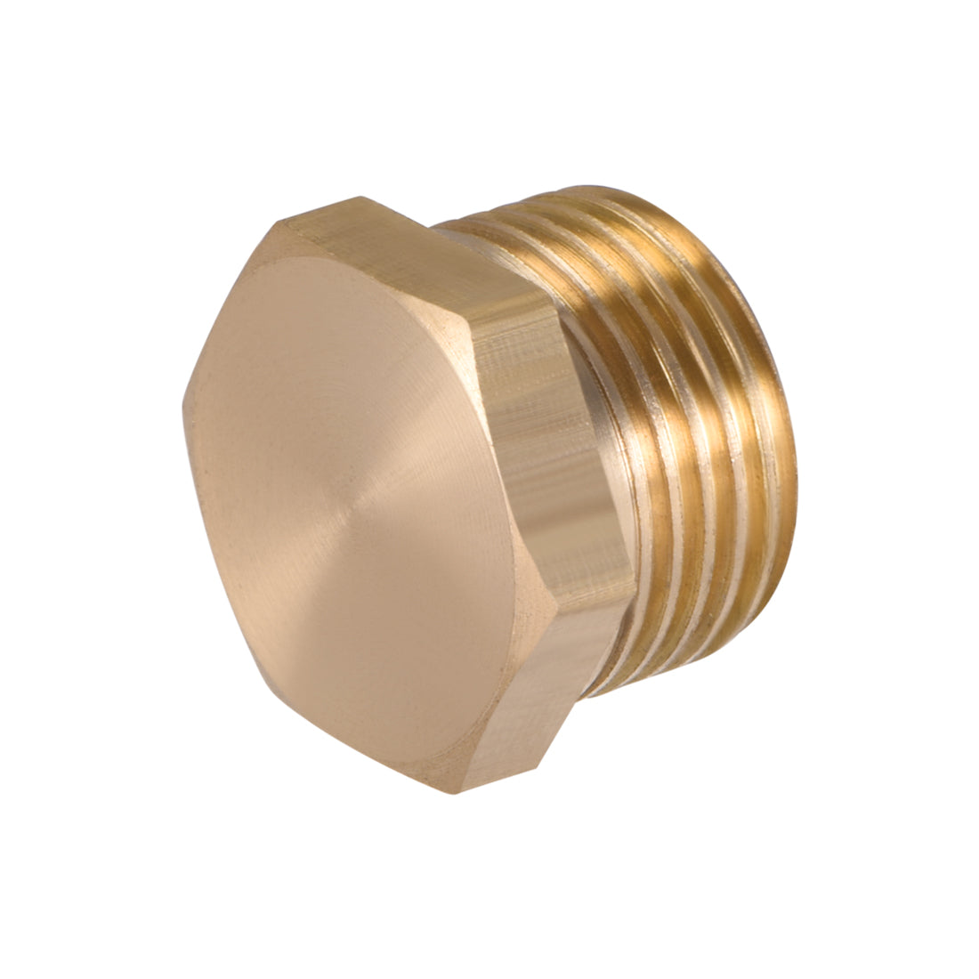 uxcell Uxcell Brass Pipe Fitting, Cored Hex Head Plug 3/8"G Male Thread Connector Coupling Adapter 4pcs