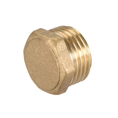 Harfington Uxcell Brass Pipe Fitting, Cored Hex Head Plug 1/2"G Male Thread Connector Coupling Adapter