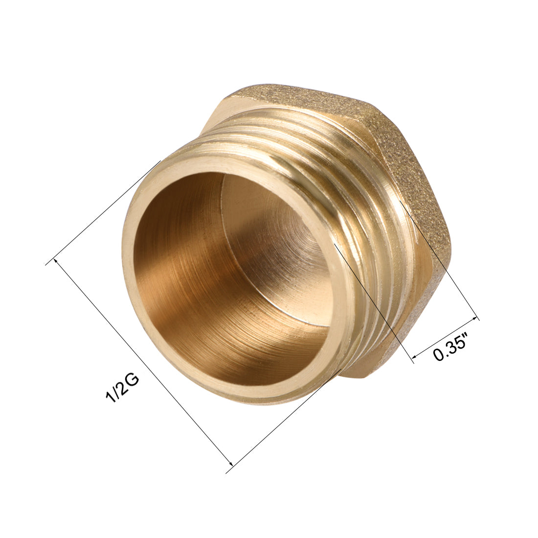 uxcell Uxcell Brass Pipe Fitting, Cored Hex Head Plug 1/2"G Male Thread Connector Coupling Adapter 4pcs