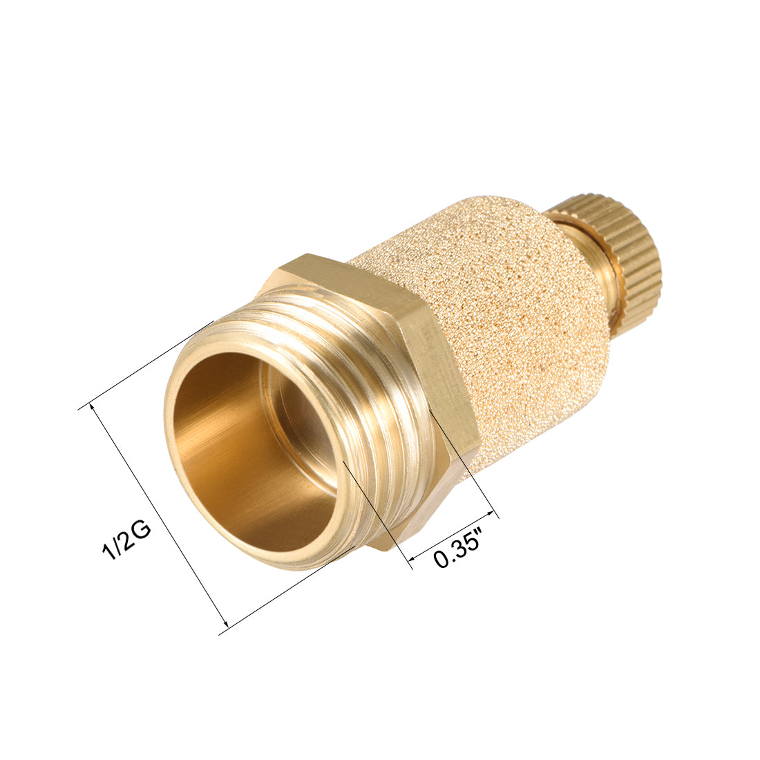 uxcell Uxcell Brass Exhaust Muffler, 1/2" G Male Thread 53/64" Hex Top Adjustable Sintered Air Pneumatic Bronze Muffler with Brass Body