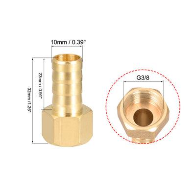 Harfington Uxcell 2Stk.Messing Widerhaken Rohr Stecker Adapter 10mm Widerhaken x 3/8"G Buchse Rohr