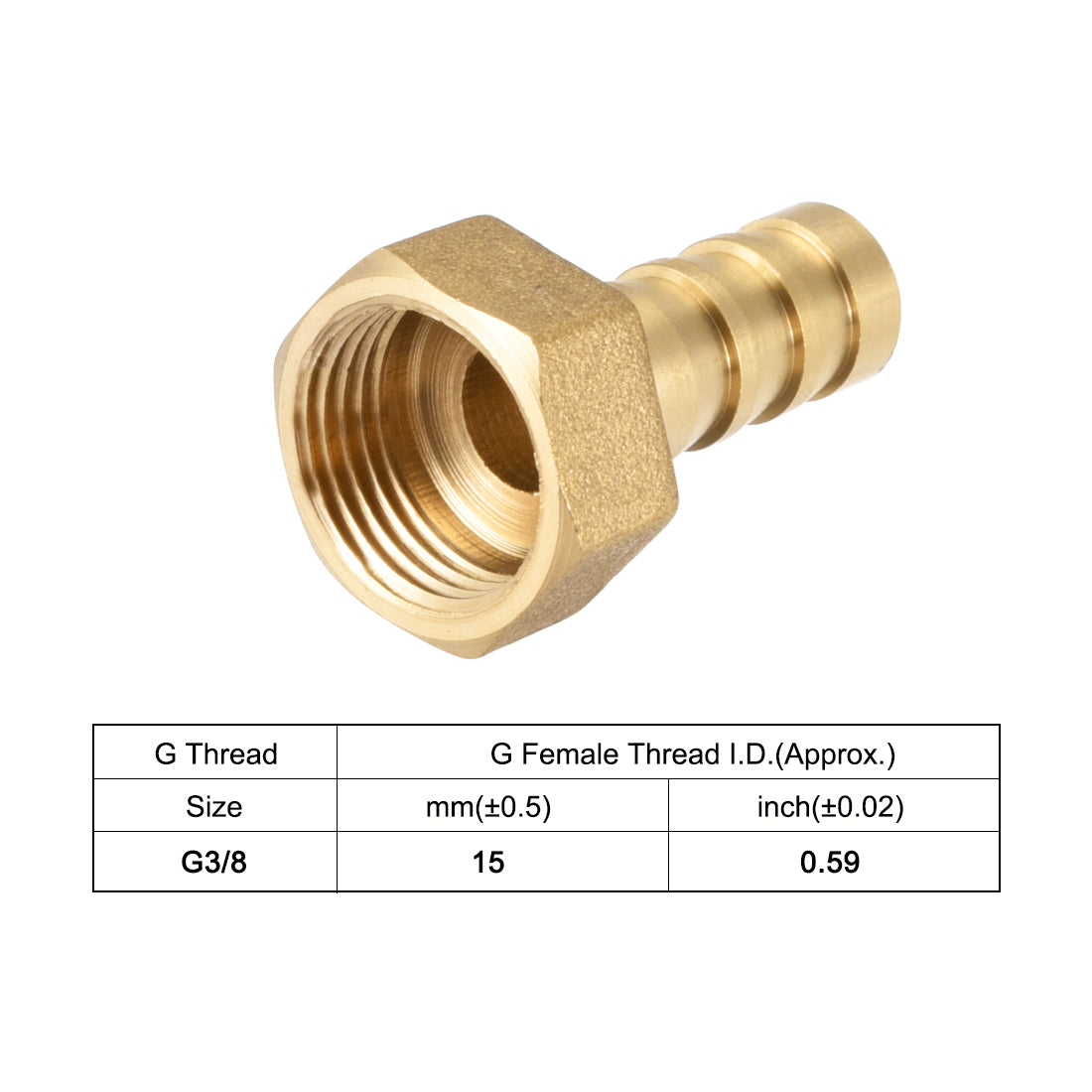 uxcell Uxcell 2Stk.Messing Widerhaken Rohr Stecker Adapter 10mm Widerhaken x 3/8"G Buchse Rohr