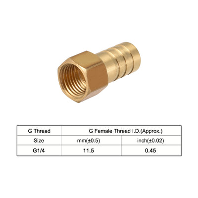 Harfington Uxcell Brass Barb Hose Fitting Connector Adapter 12mm Barbed x G1/4 Female Pipe 5pcs