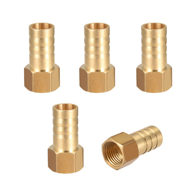 Harfington Uxcell Brass Barb Hose Fitting Connector Adapter 12mm Barbed x G1/4 Female Pipe 5pcs