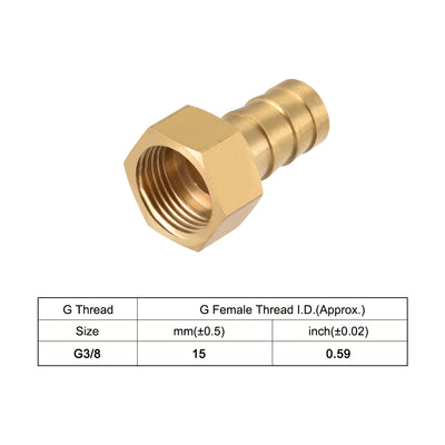 Harfington Uxcell Brass Barb Hose Fitting Connector Adapter 12mm Barbed x G3/8 Female Pipe 5pcs