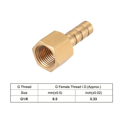 Harfington Uxcell Brass Barb Hose Fitting Connector Adapter 6mm Barbed x G1/8 Female Pipe 5pcs