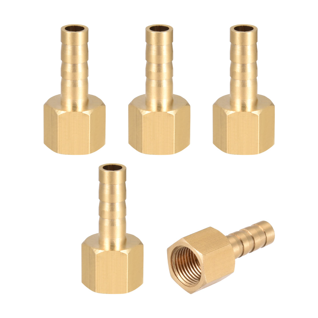 uxcell Uxcell Brass Barb Hose Fitting Connector Adapter 6mm Barbed x G1/8 Female Pipe 5pcs