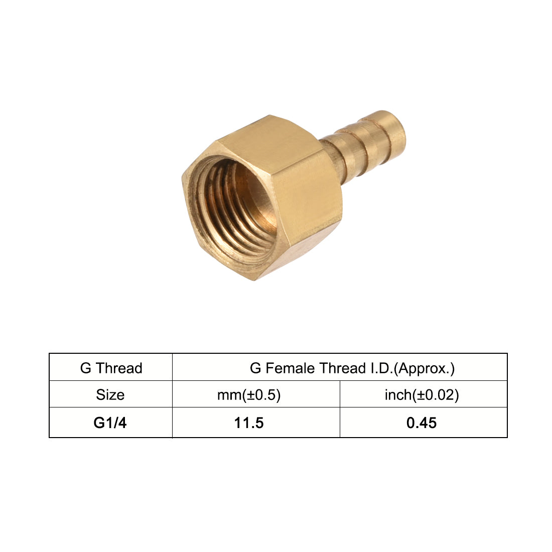 uxcell Uxcell Brass Barb Hose Fitting Connector Adapter 6mm Barbed x G1/4 Female Pipe 2pcs