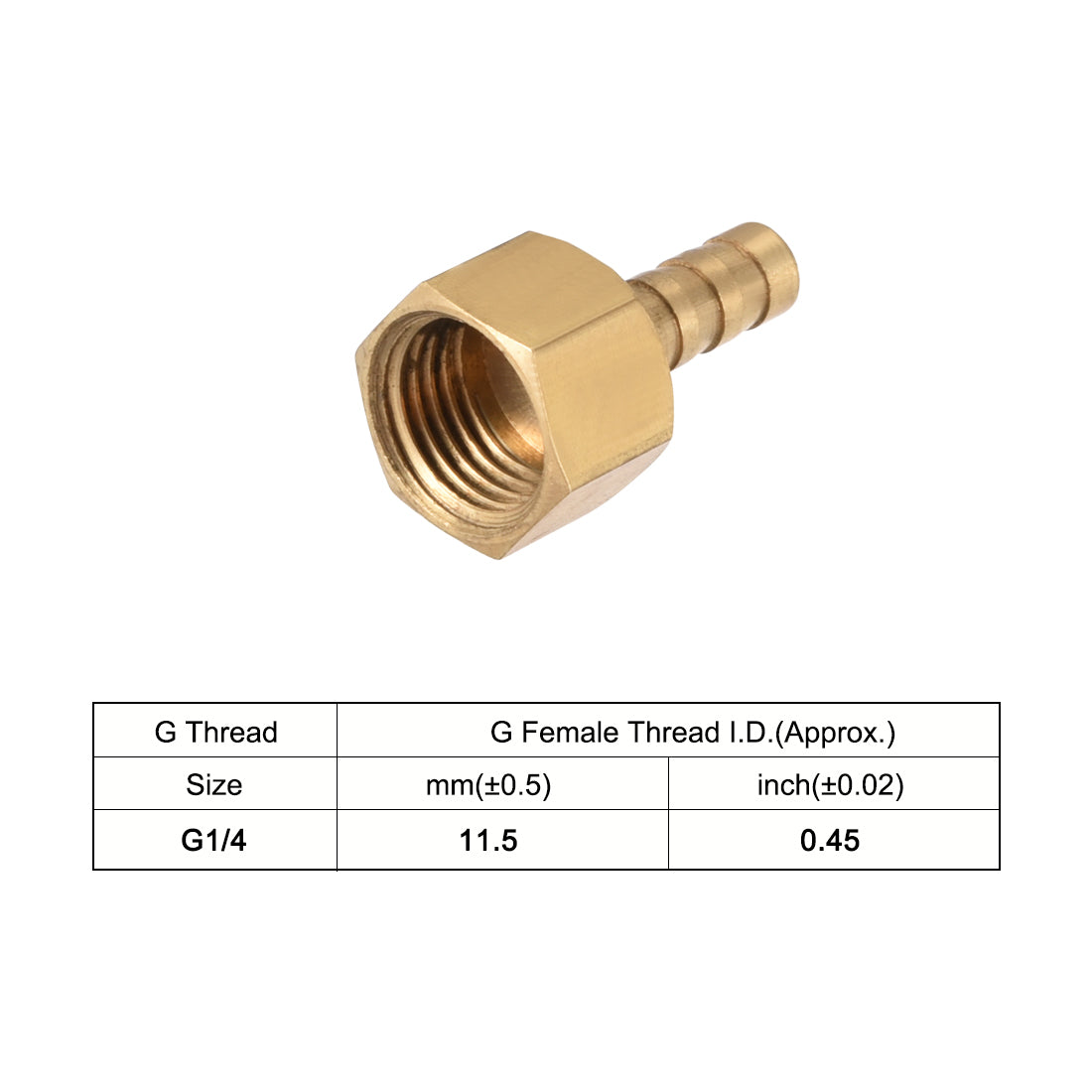 uxcell Uxcell Brass Barb Hose Fitting Connector Adapter 6mm Barbed x G1/4 Female Pipe 5pcs