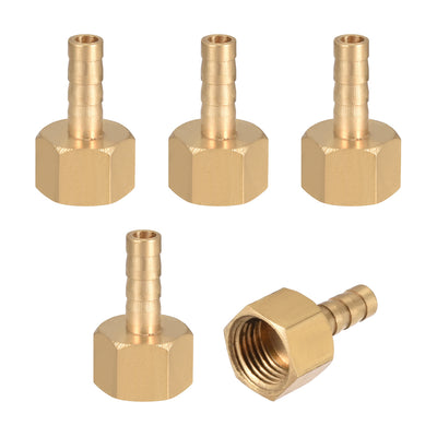 Harfington Uxcell Brass Barb Hose Fitting Connector Adapter 6mm Barbed x G1/4 Female Pipe 5pcs