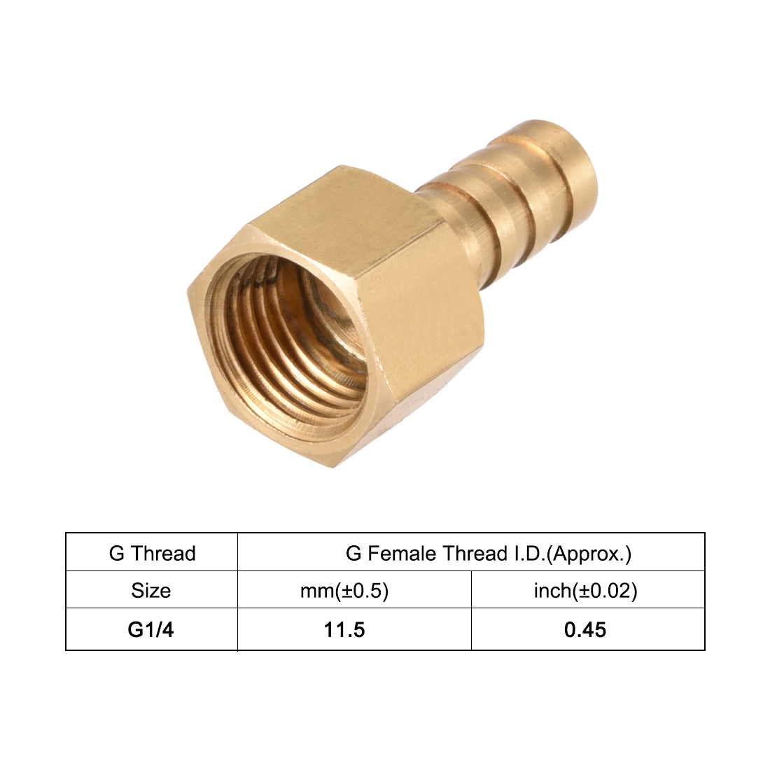 uxcell Uxcell Brass Barb Hose Fitting Connector Adapter 8mm Barbed x G1/4 Female Pipe 5pcs