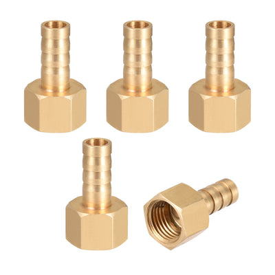 Harfington Uxcell Brass Barb Hose Fitting Connector Adapter 8mm Barbed x G1/4 Female Pipe 5pcs