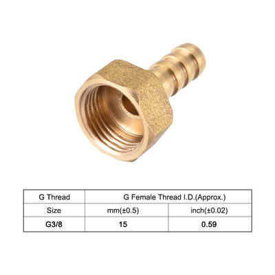 Harfington Uxcell Brass Barb Hose Fitting Connector Adapter 8mm Barbed x G3/8 Female Pipe 5pcs