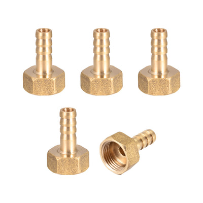 Harfington Uxcell Brass Barb Hose Fitting Connector Adapter 8mm Barbed x G3/8 Female Pipe 5pcs