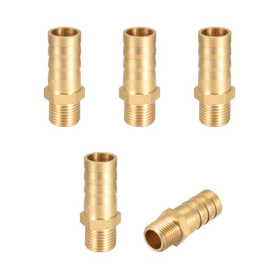 Harfington Uxcell Brass Barb Hose Fitting Connector Adapter 10mm Barbed x G1/8 Male Pipe 5pcs