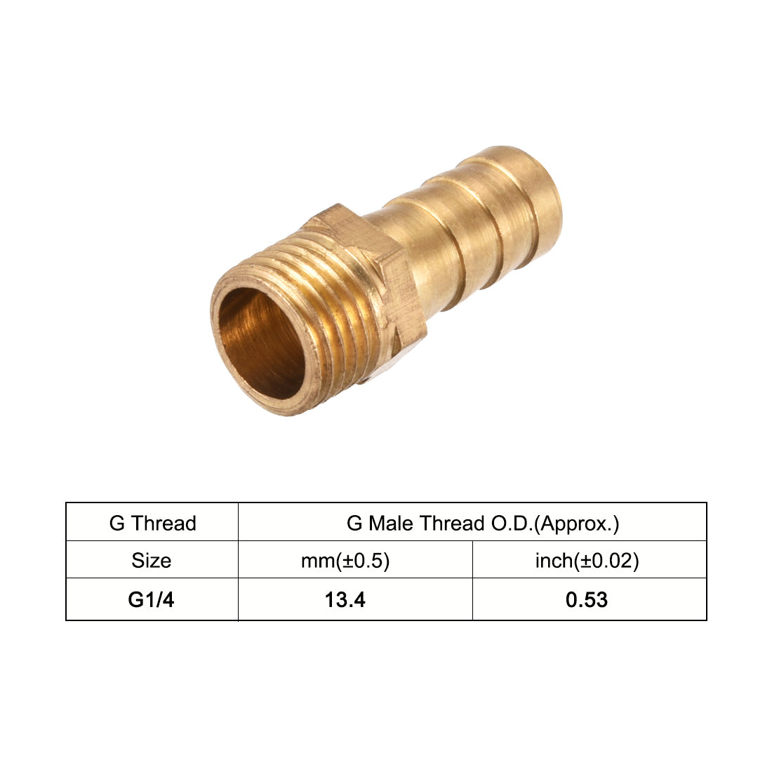 uxcell Uxcell Brass Barb Hose Fitting Connector Adapter 10mm Barbed x G1/4 Male Pipe