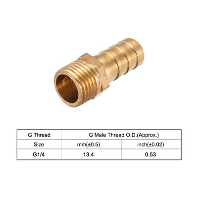 Harfington Uxcell Brass Barb Hose Fitting Connector Adapter 10mm Barbed x G1/4 Male Pipe 5Pcs