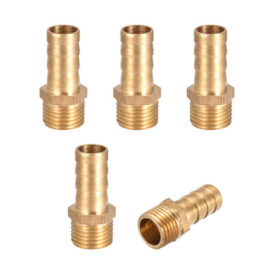 Harfington Uxcell Brass Barb Hose Fitting Connector Adapter 10mm Barbed x G1/4 Male Pipe 5Pcs