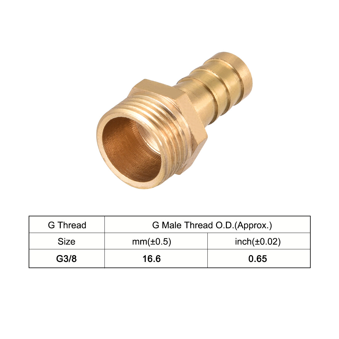 uxcell Uxcell Brass Barb Hose Fitting Connector Adapter 10mm Barbed x G3/8 Male Pipe