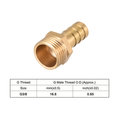 Harfington Uxcell Brass Barb Hose Fitting Connector Adapter 10mm Barbed x G3/8 Male 5Pcs