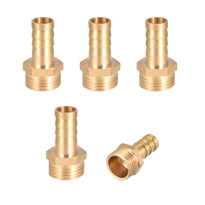 Harfington Uxcell Brass Barb Hose Fitting Connector Adapter 10mm Barbed x G3/8 Male 5Pcs