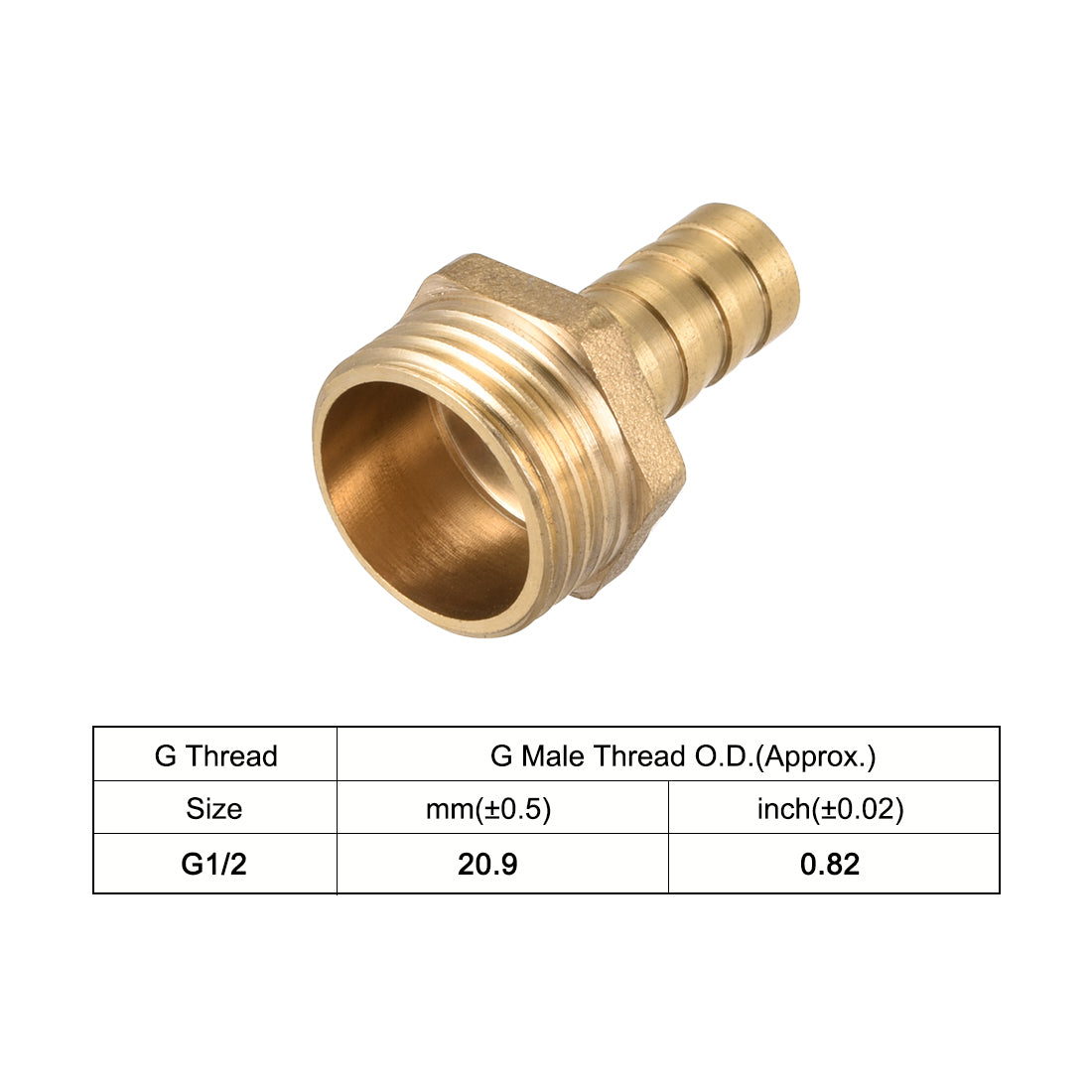 uxcell Uxcell Brass Barb Hose Fitting Connector Adapter 10mm Barbed x G1/2 Male Pipe