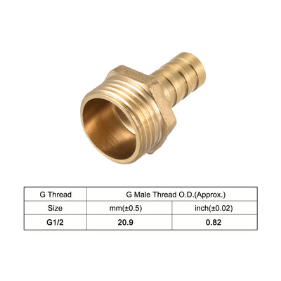 Harfington Uxcell Brass Barb Hose Fitting Connector Adapter 10mm Barbed x G1/2 Male Pipe