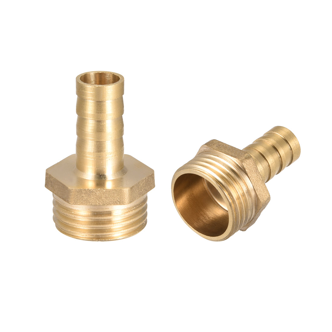 uxcell Uxcell Brass Barb Hose Fitting Connector Adapter 10mm Barbed x G1/2 Male Pipe 2Pcs