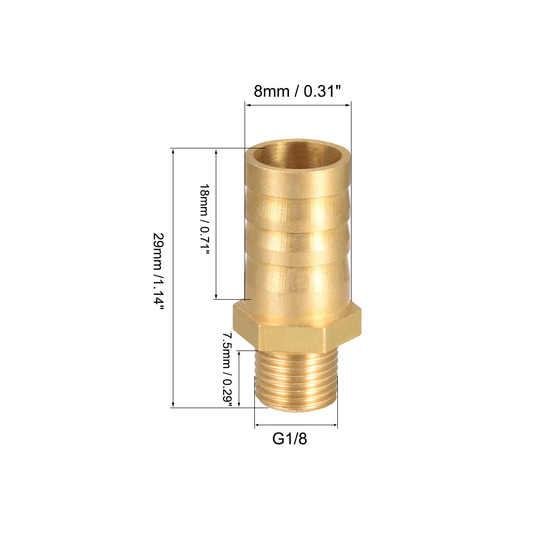 uxcell Uxcell Brass Barb Hose Fitting Connector Adapter 12mm Barbed x G1/8 Male Pipe