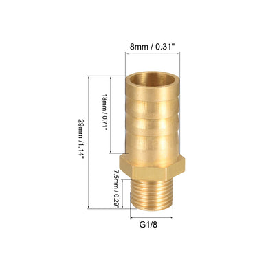 Harfington Uxcell Brass Barb Hose Fitting Connector Adapter 12mm Barbed x G1/8 Male Pipe