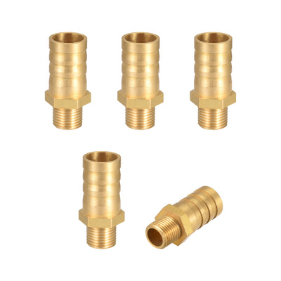 Harfington Uxcell Brass Barb Hose Fitting Connector Adapter 12mm Barbed x G1/8 Male Pipe 5Pcs