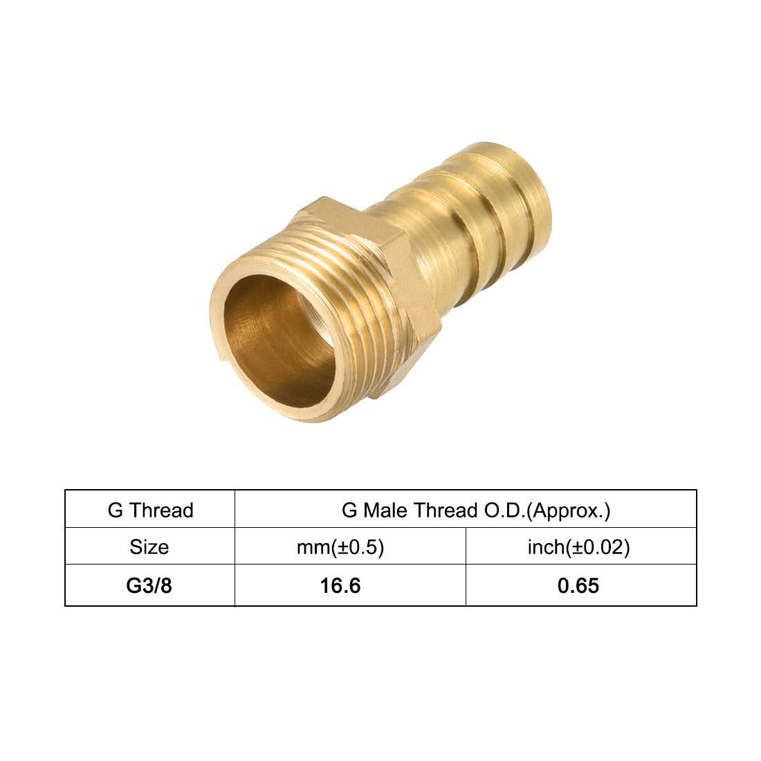 uxcell Uxcell Brass Barb Hose Fitting Connector Adapter 12mm Barbed x G3/8 Male Pipe