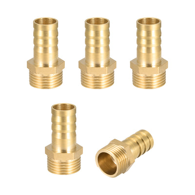 Harfington Uxcell Brass Barb Hose Fitting Connector Adapter 12mm Barbed x G3/8 Male Pipe 5Pcs