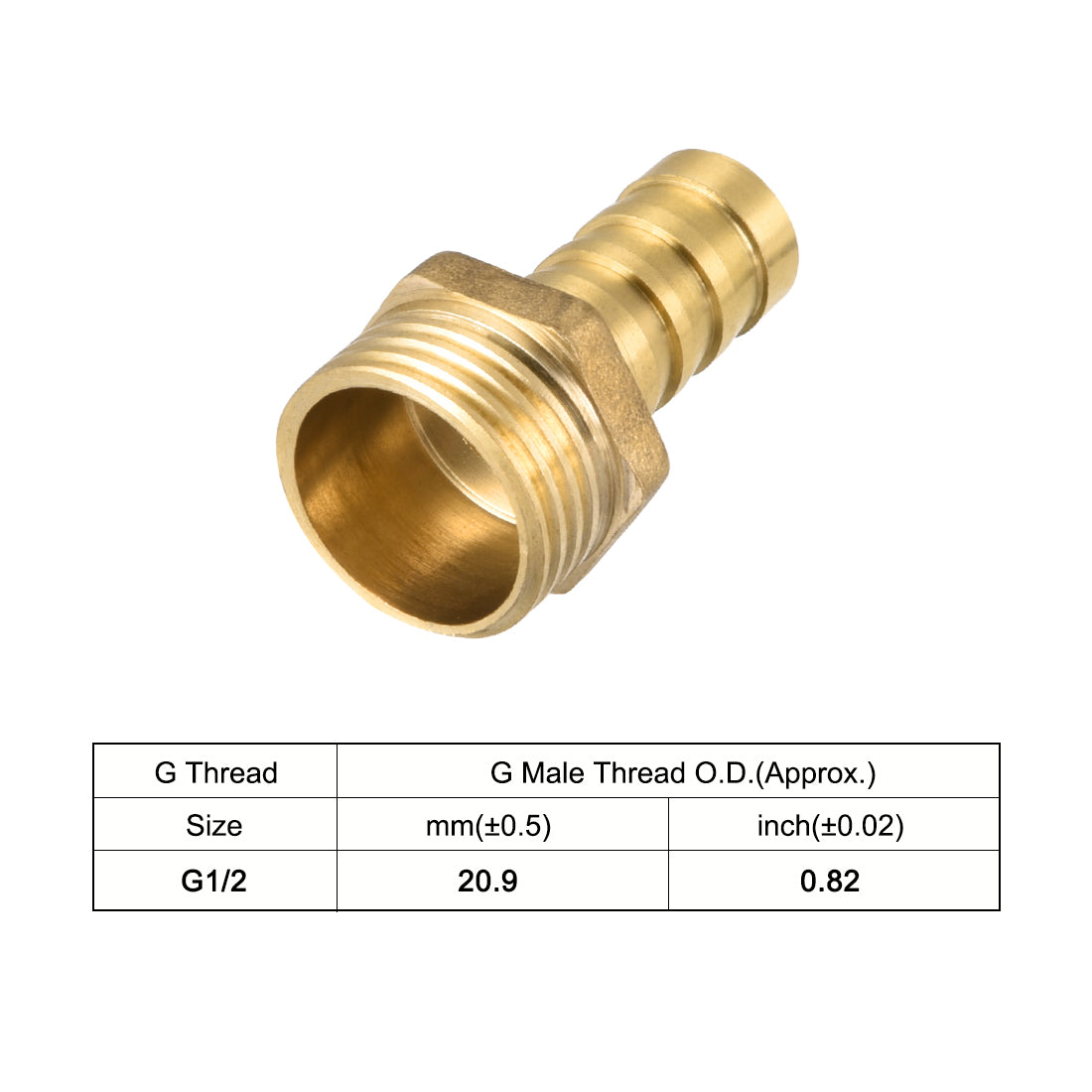 uxcell Uxcell Brass Barb Hose Fitting Pipe Connector Adapter 12mm Barb x G1/2 Male Thread