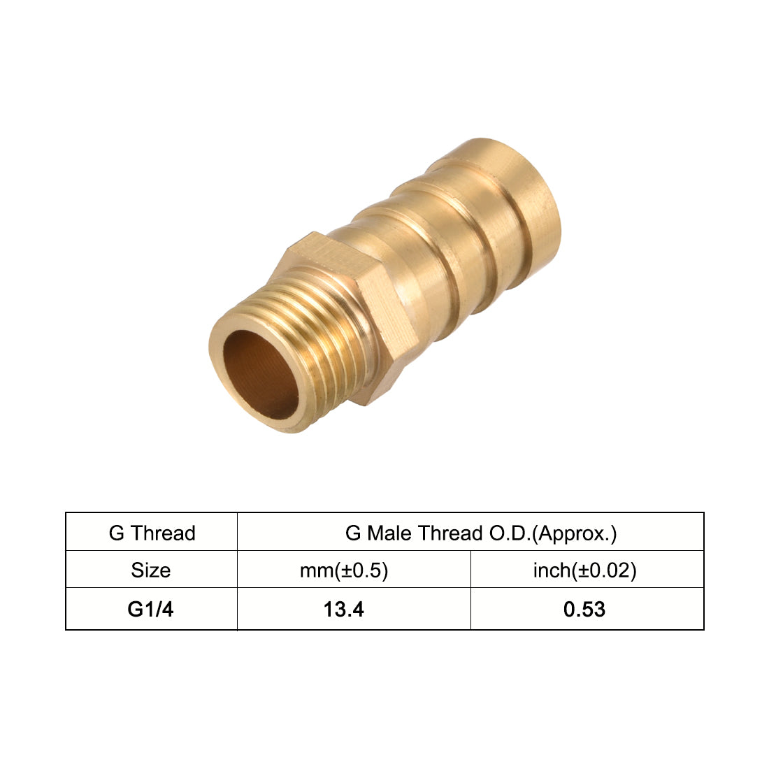 uxcell Uxcell Brass Barb Hose Fitting Connector Adapter 14mm Barbed x G1/4 Male Pipe 2Pcs